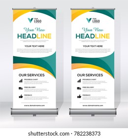 Roll up banner design template, abstract background, pull up design, modern x-banner, rectangle size.
