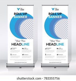 Roll up banner design template, abstract background, pull up design, modern x-banner, rectangle size.