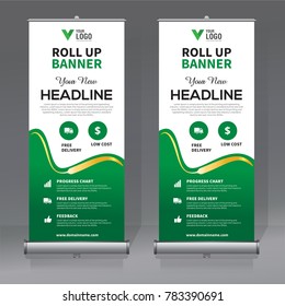 Roll up banner design template, abstract background, pull up design, modern x-banner, rectangle size.
