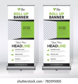 Roll up banner design template, abstract background, pull up design, modern x-banner, rectangle size.