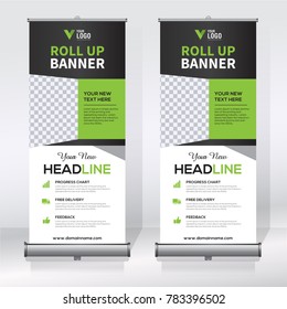 Roll up banner design template, abstract background, pull up design, modern x-banner, rectangle size.