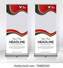 Roll up banner design template, abstract background, pull up design, modern x-banner, rectangle size.