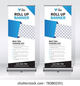Roll up banner design template, abstract background, pull up design, modern x-banner, rectangle size.