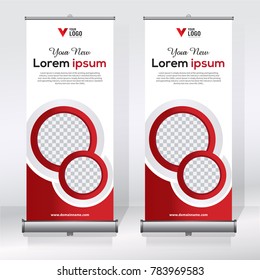 Roll up banner design template, abstract background, pull up design, modern x-banner, rectangle size.