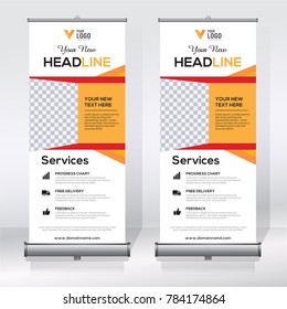 Roll up banner design template, abstract background, pull up design, modern x-banner, rectangle size.