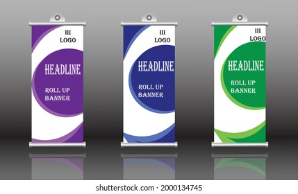 roll up banner design template advertisement business flag vector design