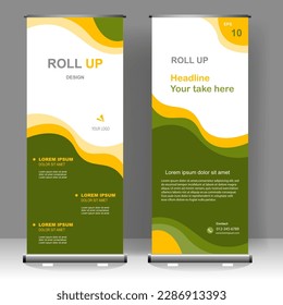 Roll up banner design template, for brochure, business, flyer, infographics. modern x-banner and flag-banner advertising. vector illustration