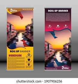 Roll up banner design template, Businesses template, Street Business Flag, abstract background, rectangle size