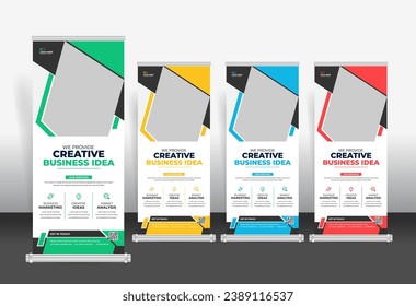 Roll Up Banner design template, corporate business promotion banner template