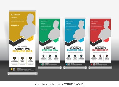 Roll Up Banner design template, corporate business promotion banner template