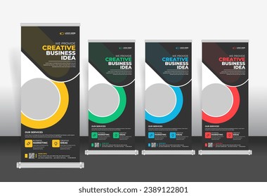 Roll Up Banner design template, corporate business promotion banner template