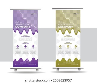 Roll up banner design template, corporate background, pull up design, modern rectangle size.