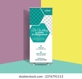 Aufrollen der Bannerdesign-Vorlage mit Kombinationen geometrischer Formen. moderne Bannerdesign-Vorlage für Unternehmen oder Marken.