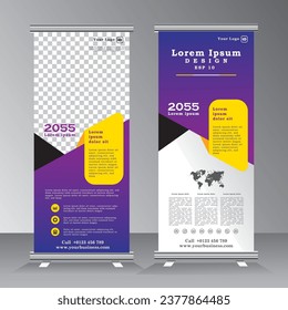 roll up banner design template with image space, vertical banner template design, business stand tempalte. modern x-banner and standee banner, pull up banner, vector eps 10.
