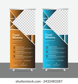 roll up banner design, banner template, roll up mockup, banner design, golden roll up banner, cyan , blue roll up design, 