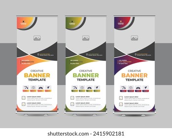 Erstellen Sie eine Bannerdesign-Vorlage oder einen modernen Standard, Flaggen-Banner, ziehen Sie das Design für Printmedien nach. Unternehmensfortbildung. Standarddesign. Banner-Vorlage. Präsentation und Broschüre. Vektorgrafik