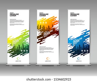 Roll up banner design template set. Abstract background, business brochure, flyer, roll up, cover presentation, infographic.