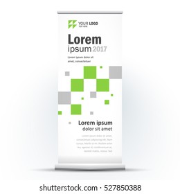 Roll up banner design template squares green color