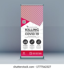 Roll up banner design template vector, corona virus template design