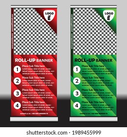 Roll up banner design template vector