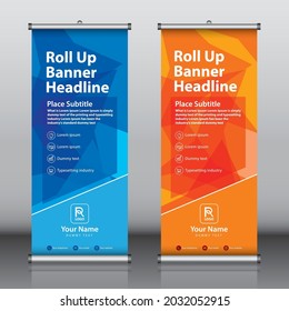 Roll up banner design template vector, abstract background, modern x-banner, rectangle size