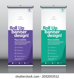 Roll up banner design template vector, abstract background, modern x-banner, rectangle size