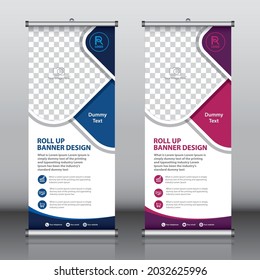 Roll up banner design template vector, abstract background, modern x-banner, rectangle size