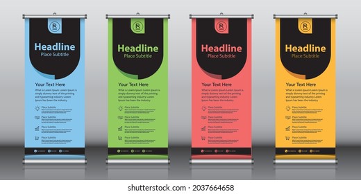 Roll up banner design template vector, abstract background, modern x-banner, rectangle size