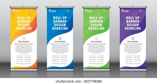 Roll Up Banner Design Template Vector, Abstract Background, Modern X-banner, Rectangle Size