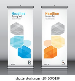 Roll up banner design template vector, abstract background, modern x-banner, rectangle size