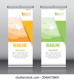 Roll up banner design template vector, abstract background, modern x-banner, rectangle size