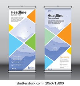 Roll up banner design template vector, abstract background, modern x-banner, rectangle size