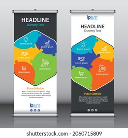 Roll up banner design template vector, abstract background, modern x-banner, rectangle size