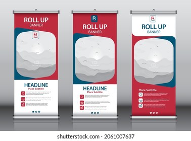 Roll up banner design template vector, abstract background, rectangle size
