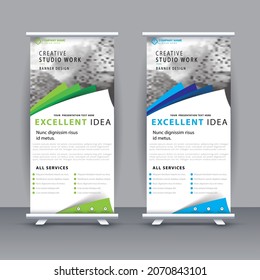 Roll up banner design template vector, abstract background, modern x-banner, rectangle size.