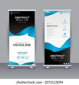 Roll up banner design template vector, abstract background, modern x-banner, rectangle size.