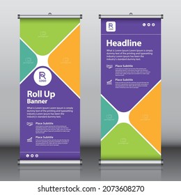 Roll up banner design template vector, abstract background, modern x-banner, rectangle size