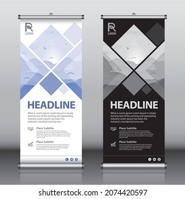 Roll up banner design template vector, abstract background, modern x-banner, rectangle size