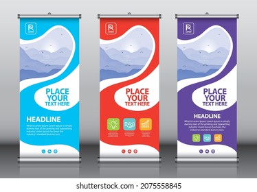 Roll up banner design template vector, abstract background, modern x-banner, rectangle size