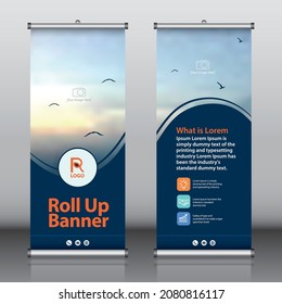 Roll up banner design template vector, abstract background, modern x-banner, rectangle size