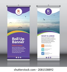 Roll Up Banner Design Template Vector, Abstract Background, Modern X-banner, Rectangle Size