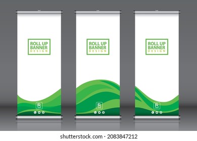 Roll up banner design template vector, abstract background, modern x-banner, rectangle size. Roll up banner stand design. Vector.