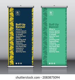 Roll up banner design template vector, abstract background, modern x-banner, rectangle size