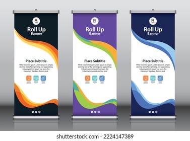 Roll up banner design template vector, abstract background, modern x-banner, rectangle size