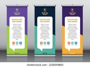 Roll up banner design template vector, abstract background, modern x-banner, rectangle size.
