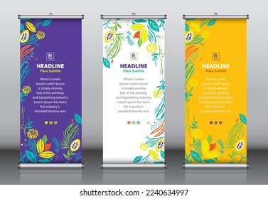 Roll up banner design template vector, abstract background, modern x-banner, rectangle size