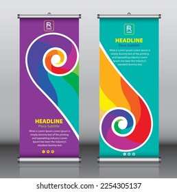 Roll up banner design template vector, abstract background, modern x-banner, rectangle size