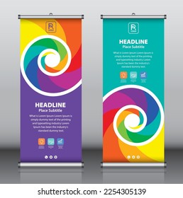 Roll up banner design template vector, abstract background, modern x-banner, rectangle size