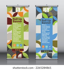 Roll up banner design template vector, abstract background, modern x-banner, rectangle size