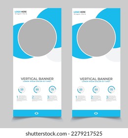Roll up banner design template vector, abstract background, modern x-banner, rectangle size